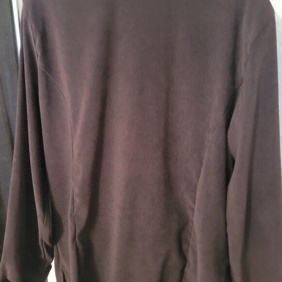 Brown Faux Suede Long Sleeve Blouse Dress Barn Womens Size XL - Picture 4 of 14